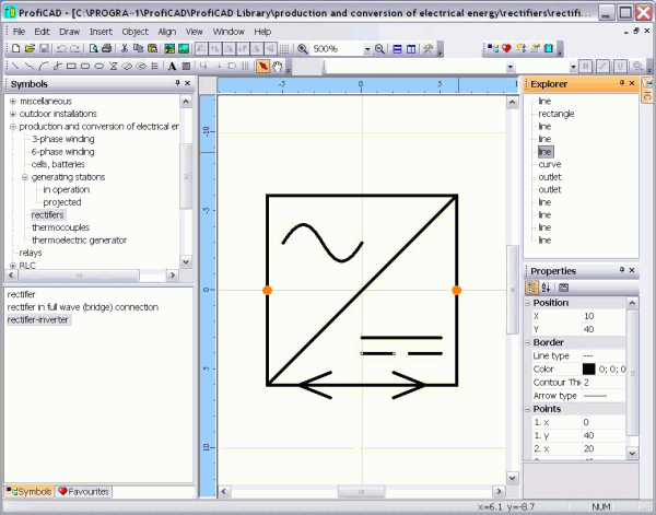 símbolo eléctrico en el editor de símbolos